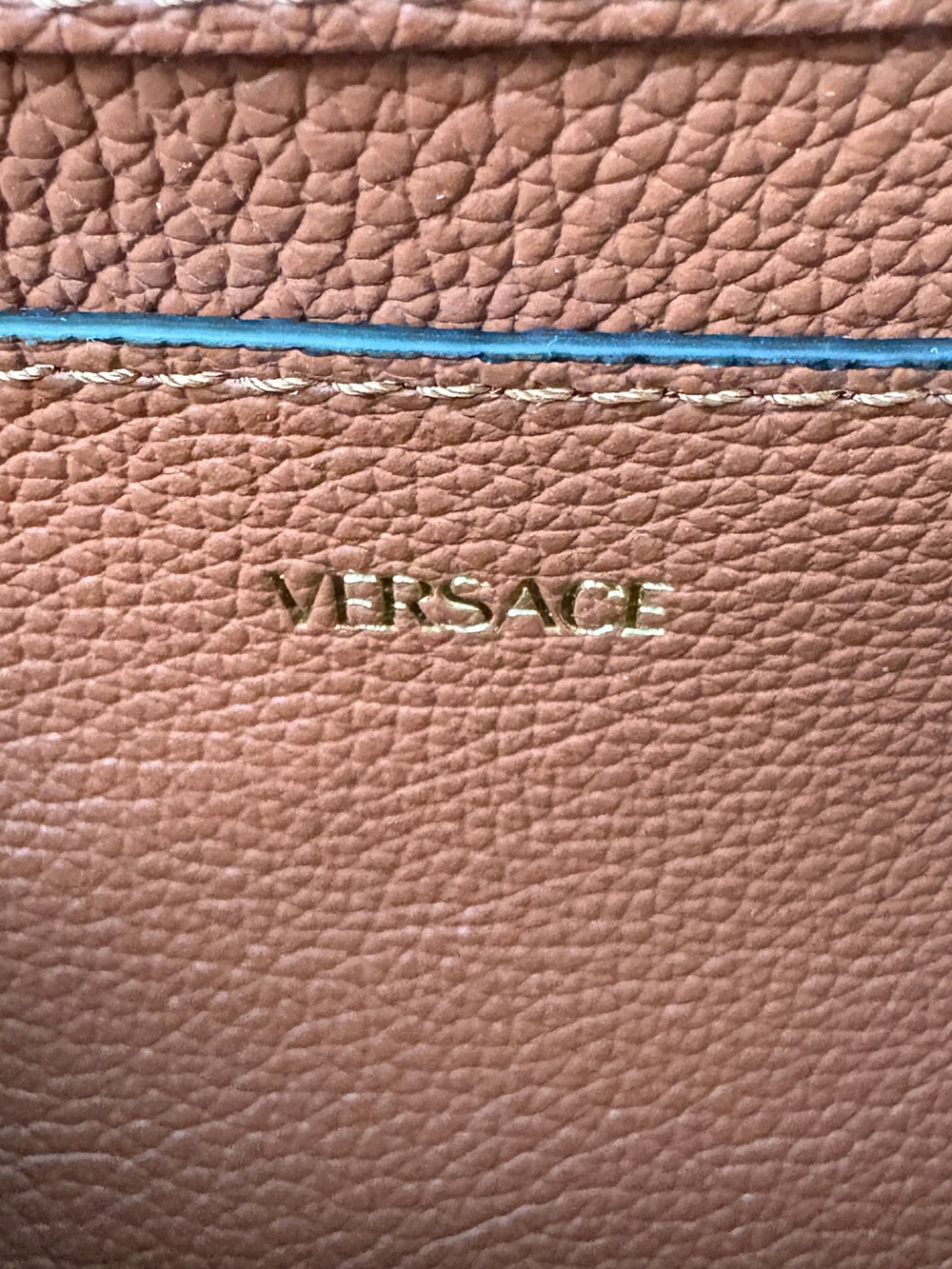 Versace Cream Tote with Brown Leather Strap and Gold Medusa Detail - Picture 7 of 9